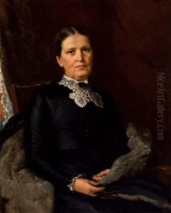 Portrait Of A Lady In Black. by John Wycliffe Lowes Forster