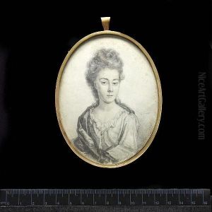 A Lady, Wearing Open Robe, Held With A Pin Over Frilled Underslip, A Cloak About Her Shoulder Held With A Tied Ribbon, Her Hair Curled High And Falling Over Her Shoulders. by Thomas Forster