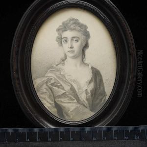 Catherine Talbot (nee King), Wearing Dress, Frilled White Underslip And Cloak Over Her Right Arm.