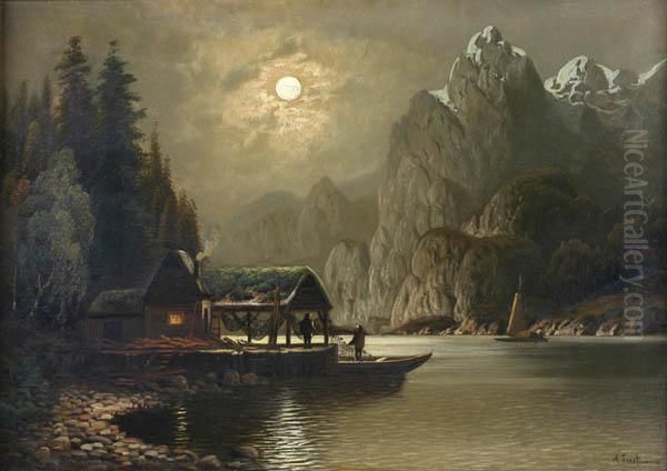 Full Moon Over A Lake - view 1