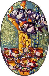 Mosaik Mit Fischen Kunstgewerbliche Werkstatte by Leopold Forstner