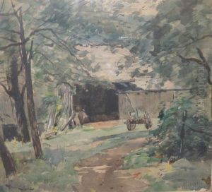 A Farm Scene With Cart by Arthur W. Forsyth