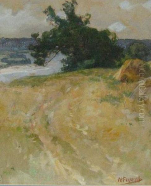 Field Along The River,
With Haystacks - view 1