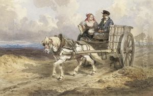 Fuhrwagen Mit Bauernpaar by Theodore Fort