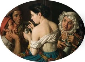 Le Venditrici Di Elisir Con Due Giovani Popolani by Gaetano Forte