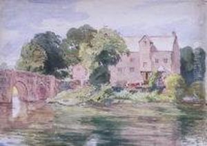 Children At The Water's Edge, Dulverton, Somerset. by William Banks Fortescue