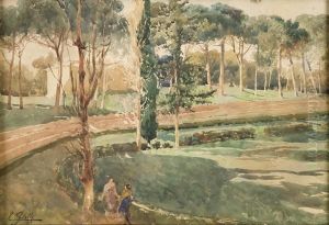 Piazza Di Siena Con Signore by Eduardo Forti