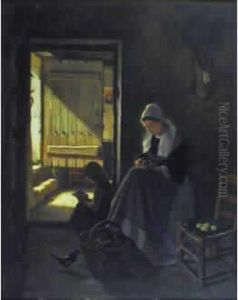 Interieur Normand, Femme A La Cuisine by Charles Fortin