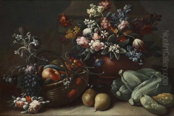 Nature Morte Con Fiori, Ortaggi E Frutta - view 1