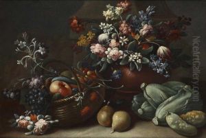 Nature Morte Con Fiori, Ortaggi E Frutta by Felice Fortunato