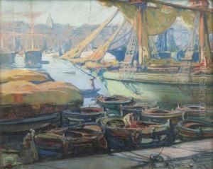 Bateaux Dans Le Port De Marseille by Louis Fortuney