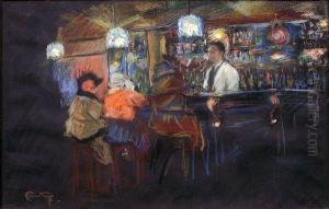 Scene De Bar by Louis Fortuney