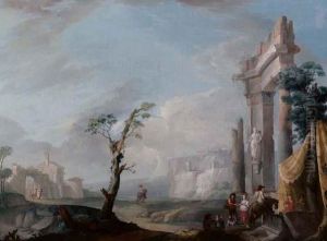 Paesaggio Con Viandanti E Rovine