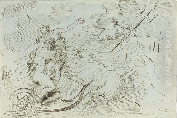 Neptune And Amphitrite (recto); A Nude (verso) - view 1