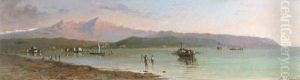 Fishermen In A Mediterranean Bay by Andrea Fossati