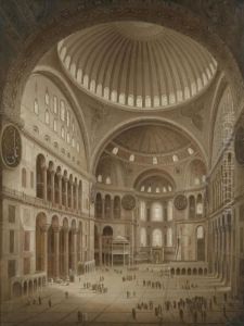 Interior Of The Aya Sofia, Constantinople by Gaspard Fossati