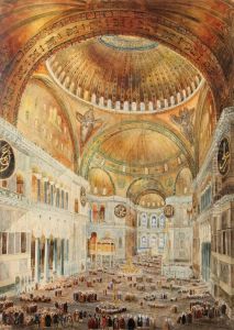 Interior Scenes Of Hagia Sophia - A Group Of Three Watercolors