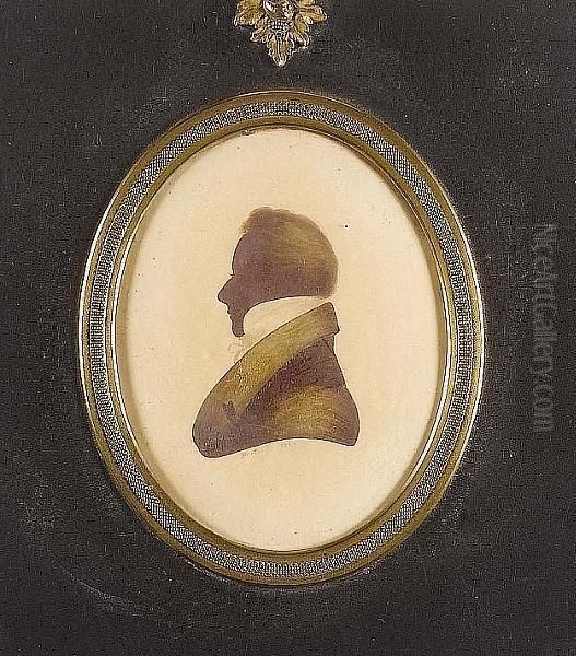 A Pair Of Silhouettes Of Lady Laura Anne De Trafforce, Profile To The Right, Wearing Dress, Fichu, Starched Lace Ruff, Her Hair Upswept And Adorned With Comb And Sir Thomas Joseph De Trafforce Bt, Profile To The Left, Wearing Coat, Chemise And Stock. - view 1