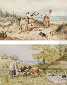Feeding The Calves; And The Stubborn Mule by Myles Birket Foster