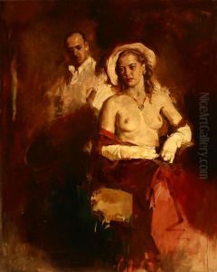 Seated Nude With White Gloves by William Frederick Foster