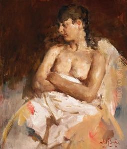 Seated Nude With Arms Folded by William Frederick Foster