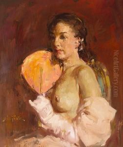 Nude With Fan by William Frederick Foster