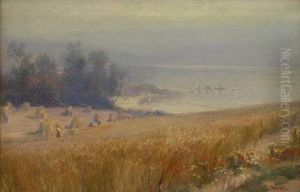 Harvest Fields Above Sandsend Whitby by William Gilbert Foster