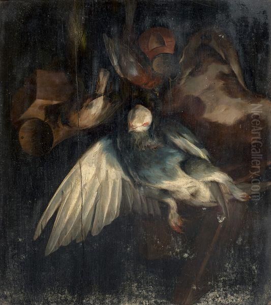 Trophee De Chasse Au Pigeon Et Petits Oiseaux - view 1