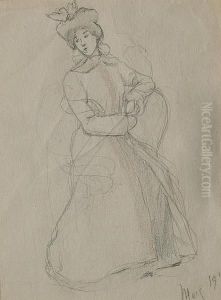 An Elegantly Dressed Young Woman by Ernest Fouard