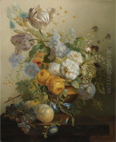 Still Life Of Flowers And Fruit - view 1