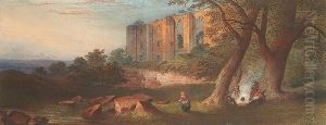 Figure Beside A Classical Ruin Figure Beside A Classical Ruin