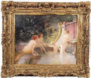 Baigneuses A La Fontaine by Albert-Auguste Fourie