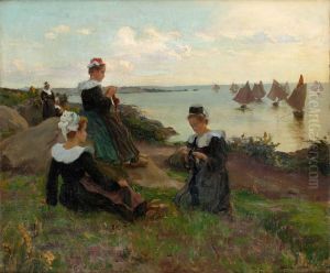 I Vantan Pa Fiskeflottan, Motiv Fran Bretagne by Alfred Victor Fournier