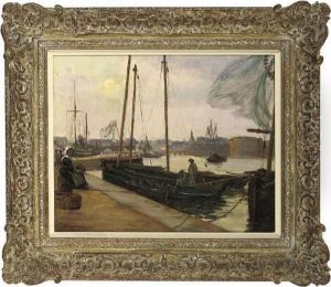 At The Port Concarneau, Brittany by Alfred Victor Fournier