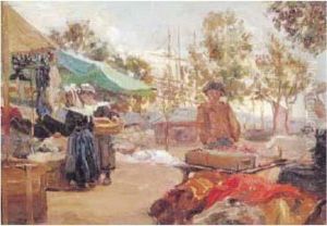 Le Marche A Concarneau. by Alfred Victor Fournier