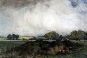 Landscape With Cattle, Figures & A Horse by Walter Fowler