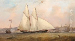 A Two-masted Racing Schooner At The Starting Gun Off Ryde