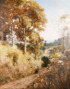 Children Playing On A Country Lane by Charles James Fox