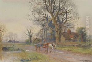 Cattle Watering; And Returning Home At Dusk by Henry Charles Fox