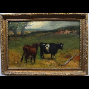 Cattle In A Pastoral Landscape by Robert Atkinson Fox