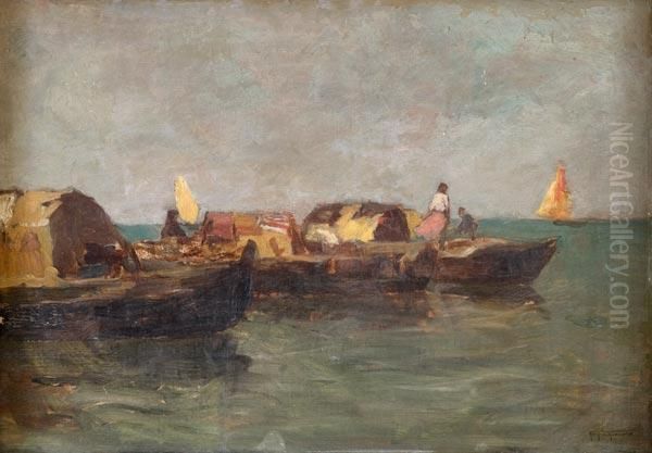 Barche Di Pescatori In Laguna by Pietro Fragiacomo