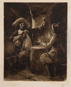 Deux Buveurs A La Taverne