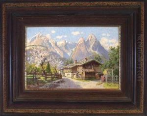 Garmisch-partenkirchen - Blick Vom Fruhlingshaften Wilhelm-von-miller-weg Zum Wettersteingebirge