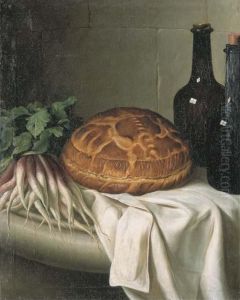 Nature Morte Au Pate En Croute, Aux Radis Et Aux Bouteilles