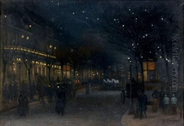 Scene De Rue Nocturne Parisienne
Pastel - view 1