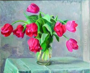 Composition Au Bouquet De Tulipes Rouges. by France Leplat
