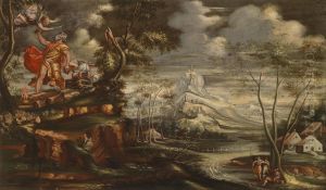 A Pair Of Landscapes With Biblical Groups by Paolo Fiammingo