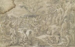 Saint John The Baptist Preaching by Cesare Franchi