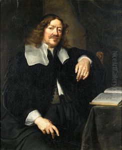 Portrait Of A Cleric, Three-quarter-length, Seated At A Draped Table With A Book by Lucas Franchoys