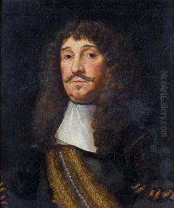 Portrait Of A Gentleman, Bust-length, In Agrey Coat With A Gold Embroidered Sash And A White Lawncollar
